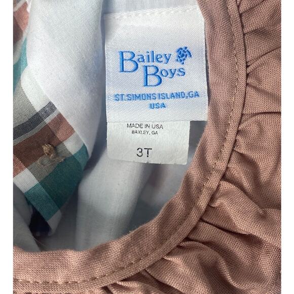 BAILEY BOYS Blue/Tan Plaid Ruffle Party Dress Girls 3T - Picture 4 of 4